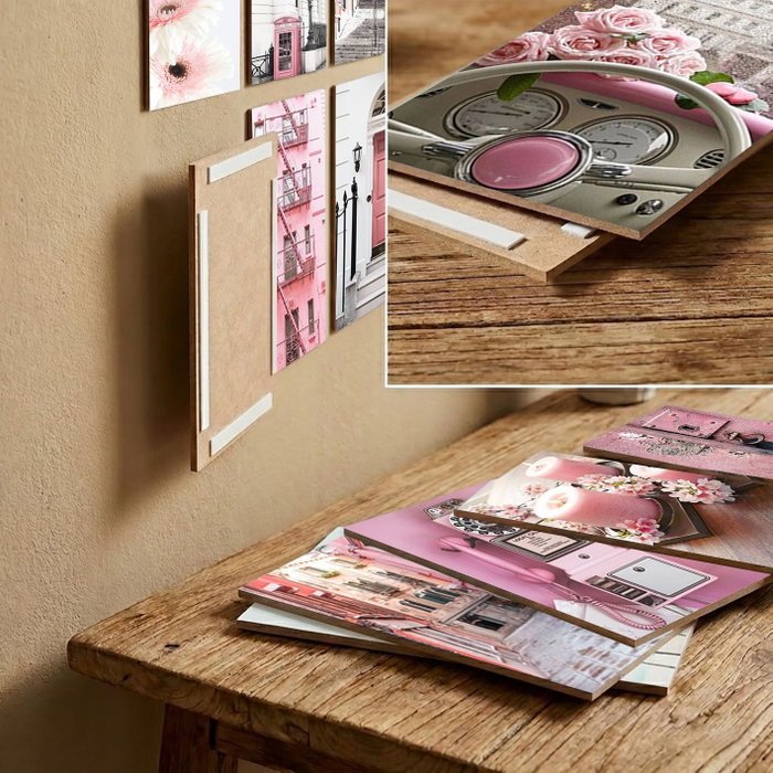 Wallity Set de 12 Cuadros Decorativos de MDF Multicolor